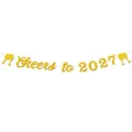 Striscione dorato glitterato 'Cheers to 2027' per decorazione festa di Capodanno - Stile Cheers to 2027