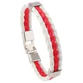 Braided leather bracelet in red and white national flag colors with metal clasp - England Style