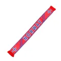 Smooth red satin Norway fan scarf with national flag design and red fringe accents - 135cm / Norway