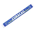 Blue satin Curacao national team fan scarf featuring white tassels and bold lettering - 135cm / Curaçao