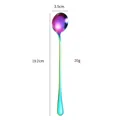 Cuchara de mango largo arcoíris en acero inox 304, de 19,2 cm y con peso de 20 g - Cuchara Para Hielo Iridiscente De Acero Inoxidable 410