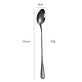 Duurzame 304 roestvrijstalen lepel met lange steel voor heerlijke desserts en ijs - Gepunte stijl / Zwart