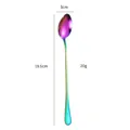 19,5 cm lange regenboog roestvrijstalen roerlepel met iriserende afwerking voor desserts - Gepunte stijl / AB Wit