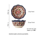Exotische Daisy 6-Zoll Keramik-Salatschüssel mit Blumenmuster und Wellenrand - 6-Zoll-Salatschüssel