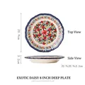 Exotic daisy floral pattern eight inch retro ceramic deep plate for elegant home dining - Deep Plate