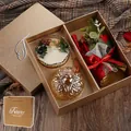 Premium scented candle gift set including mini bouquet and gold matching gift bag - Green Tea Fragrance With Bouquet - Fragrance Gift Box