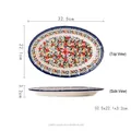 13 inch exotic daisy ceramic fish plate with dimensions 32.5cm x 22.1cm retro floral - 13 Inch Fish Plate