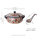 Polish-style daisy ceramic soup pot with lid and large matching spoon - 2L Soup Pot (With Large Spoon)