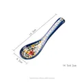 Vintage Japanese style ceramic spoon with exotic daisy pattern, thick version, 14.3cm - Small Soup Spoon (Thickened)