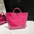 Grand sac cabas rose fuchsia à texture crocodile pour femme, idéal pour un usage quotidien - Rose rouge