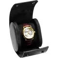Premium single slot black leather watch travel case with soft velvet interior lining - Saffiano Black 1-Slot