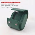 Green PU leather oval watch box with snap button closure and removable soft pillow - Dark Green (Same Color Thread)