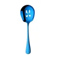 Large blue stainless steel slotted serving spoon for buffet and professional catering - Slotted Skimmer (Blue)