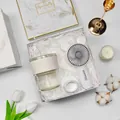 Elegant souvenir gift set including a glass cup and a mini handheld electric fan - Glass Cup + Handheld Fan Set (BP-03) / White