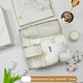 Elegant grey souvenir gift set featuring umbrella glass cup and towel BP-09 variant - Glass Cup + Umbrella + Towel Set (BP-09) / White
