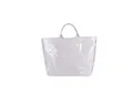 Borsa tote bianca lucida di grande capacità con manico per shopping e moda donna - Bianco avorio