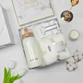 Premium gift set including insulated bottle cotton towel and phone stand in marble box - Thermos + Towel + Phone Stand Set (BP-15) / White