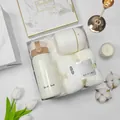 Elegant cream-colored gift set with insulated cup, face towel, and mini humidifier - Thermos + Towel + Humidifier Set (BP-16) / White
