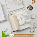 Elegant beige smart temperature display cup and towel gift set in a marble box - Intelligent Temp Display Cup + Towel Set (BP-21) / White