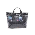 Stylish DuPont paper tote bag with unique newspaper print and large capacity - One Size / Black