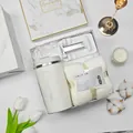 Practical white gift set including coffee cup, towel, and phone stand in marble box - Coffee Cup + Towel + Phone Stand Set (BP-28) / White
