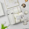 White gift set including coffee tumbler, face towel and mini humidifier in marble box - Coffee Cup + Towel + Humidifier Set (BP-29) / White