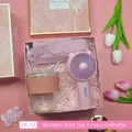 Elegant pink souvenir gift set featuring a portable fan, glass cup, and folding umbrella - Fan + Glass Cup + Umbrella Set (FP-12) / Pink