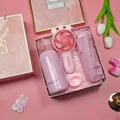 Pink souvenir gift set with vacuum flask, cute handheld fan, and folding umbrella for ladies - Thermos + Fan + Umbrella Set (FP-20) / Pink