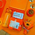 Premium orange corporate gift set including vacuum flask, towel, and phone stand - Thermos + Towel + Phone Stand Set (LP-31) / Orange