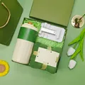 Elegant green gift set featuring smart thermos cup, towel and phone stand for corporate events - Smart Temperature Display Thermos + Towel + Phone Stand Set (LP-54) / Green