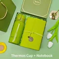 Premium green corporate gift set with insulated vacuum flask and notepad in gift box - Stainless Steel Vacuum Flask + Notebook Set (LP-44) / Green