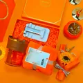 Vibrant orange gift set including glass cup, phone stand, and soft towel in a box - Glass Water Bottle + Phone Stand + Plush Bath Towel Set (LP-07) / Orange