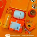 Premium orange gift set featuring a thermos, mini humidifier, and soft bath towel - Stainless Steel Vacuum Flask + Humidifier + Bath Towel Set (LP-30) / Orange