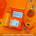 Orange gift set with insulated vacuum cup, soft towel and foldable phone stand - Vacuum Flask + Towel + Phone Stand Set (LP-44) / Orange