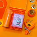 Gift set with orange pea-shaped vacuum flask and peach scented steam eye mask - Vacuum Flask + Steam Eye Mask Set (LP-48) / Orange