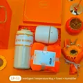 Deluxe orange gift set featuring a smart temperature cup, soft towel, and humidifier - Smart Temp Cup + Towel + Humidifier Set (LP-53) / Orange