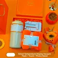 Premium orange corporate gift box set featuring a smart thermos towel and phone stand - Smart Temp Cup + Towel + Phone Holder Set (LP-54) / Orange