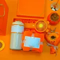 Gift set with smart thermos bottle, orange towel and crown fan in box - Smart Temp Cup + Towel + Crown Fan Set (LP-56) / Orange