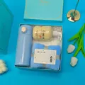 Gift set box including a light blue thermos, soft towel, and goat milk hand cream - Thermos + Towel + Hand Cream Set (LH-25) / Blue