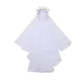 Elegante diadema BRIDE de perlas con velo de tul blanco para fiesta de boda nupcial - Con Velo - Diamante Blanco