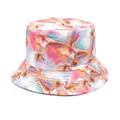 Close-up view showing the vibrant marbled pattern and quality stitching of the bucket hat - M (56-58cm) / Pink Blue Orange Brown Artistic Oil Painting (5#)
