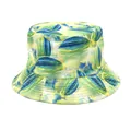 Stylish artistic abstract print bucket hat for men and women summer outdoor sun protection - M (56-58cm) / Blue Yellow Green Abstract Oil Fluid Texture (6#)