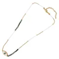 Evil eye necklace with green beads and white tubes, unique niche design clavicle chain. - Evil Eye Style (MI-N220003A)