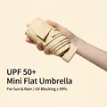 Tragbarer beiger Mini-Flachschirm mit UPF50+ UV-Schutz für die Reise unterwegs - Flach / Platanen-Beige