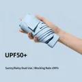 Light blue mini flat pocket sun umbrella with UPF 50+ UV protection, compact travel size - Flat / Cloud Blue