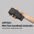 Mini black folding sun umbrella for UV protection and rain. - Flat / Deep Lake Black