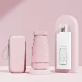 Compact mini pink 5-fold sun protection umbrella with portable capsule storage case - Set Style / Misty Pink With Storage Box