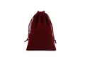 Elegant burgundy red velvet drawstring pouch for jewelry and electronics storage. - Burgundy
