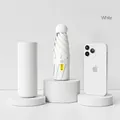 Compact mini 5-fold UV protection sun and rain umbrella in pure white with case - Cloth Sleeve Version / Moonlight White
