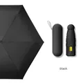 Portable five-fold black sun umbrella with UV protection and pill-shaped storage case - Capsule Set / Obsidian Black With Capsule Box